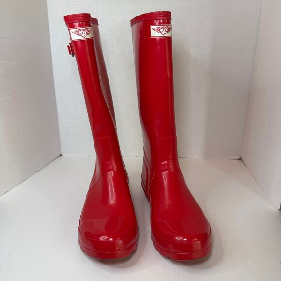 Forever Young Women's Tall Rubber Buckle Rain Boots Red Size 10 - Picture 2 of 9